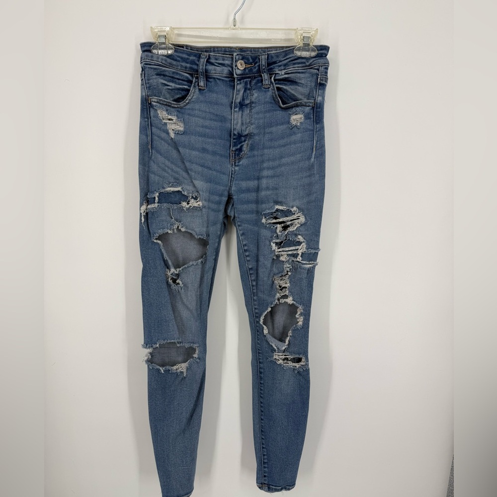 American Eagle Women Distressed High Rise Next Level Stretch Jeans 6 Regular